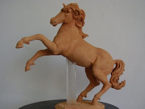 Ceramiche d-Arte di Albisola - Scultura in terra rossa naturale base Fusione cristallo Dom.